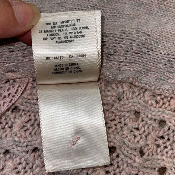 Anthropologie Knitted & Knotted Womens Open Front Crochet Cardigan Pink Small - Picture 6 of 7